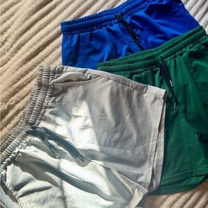 Blue, Green, and Silver Athletic Shorts
